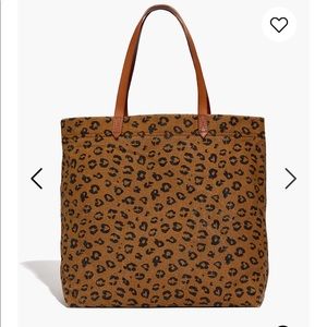 Madewell canvas tote and pouch leopard spot